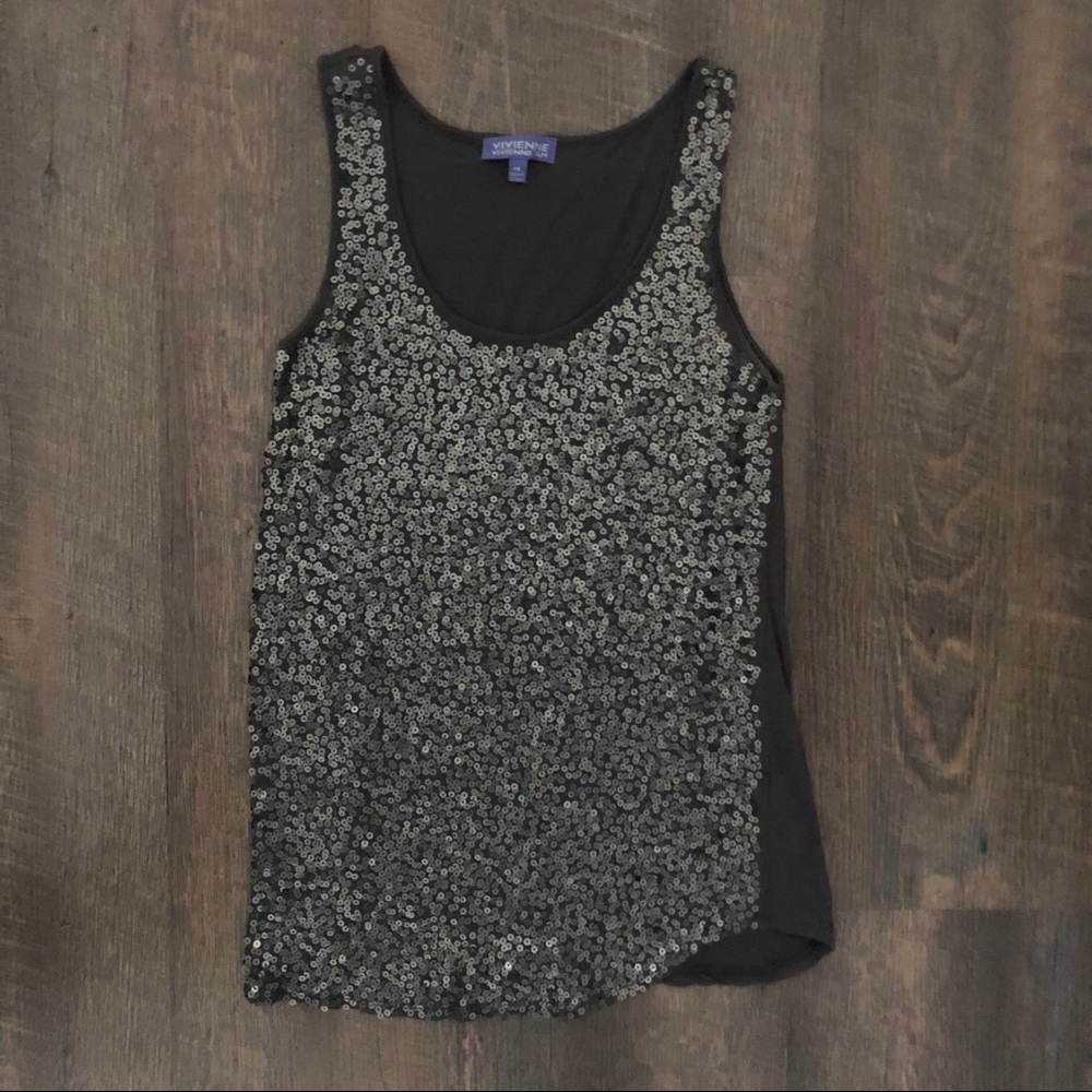 Grey Sequin Tank Top - Women’s XS